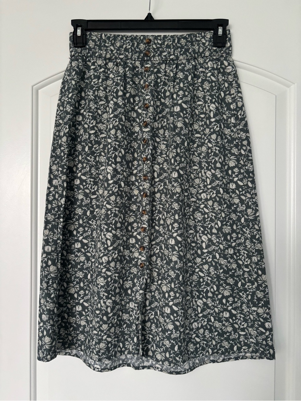 Sonoma Goods for Life Floral Linen Blend Button-Front Midi Skirt with Pockets S
